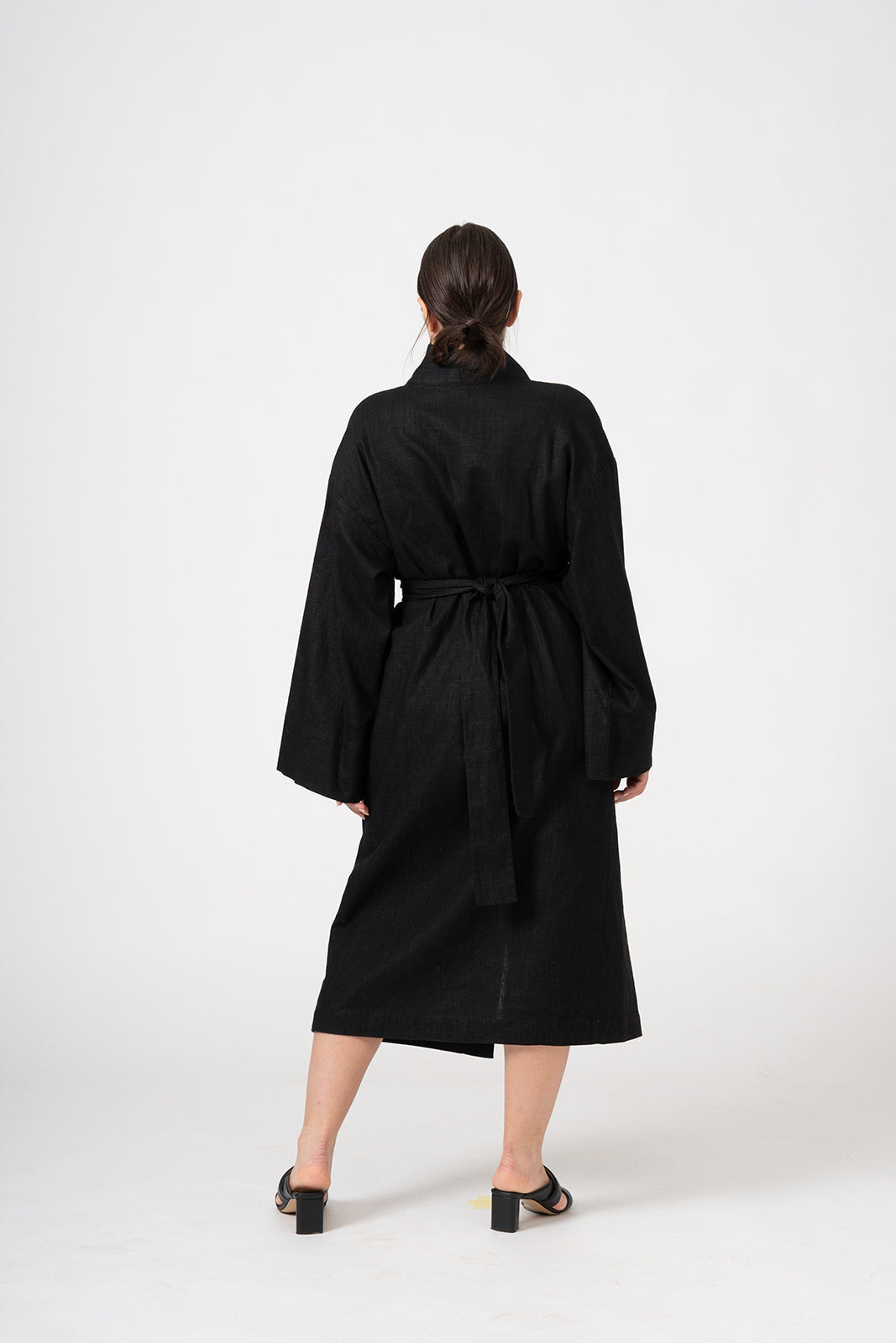 COAL LINEN KIMONO DRESS