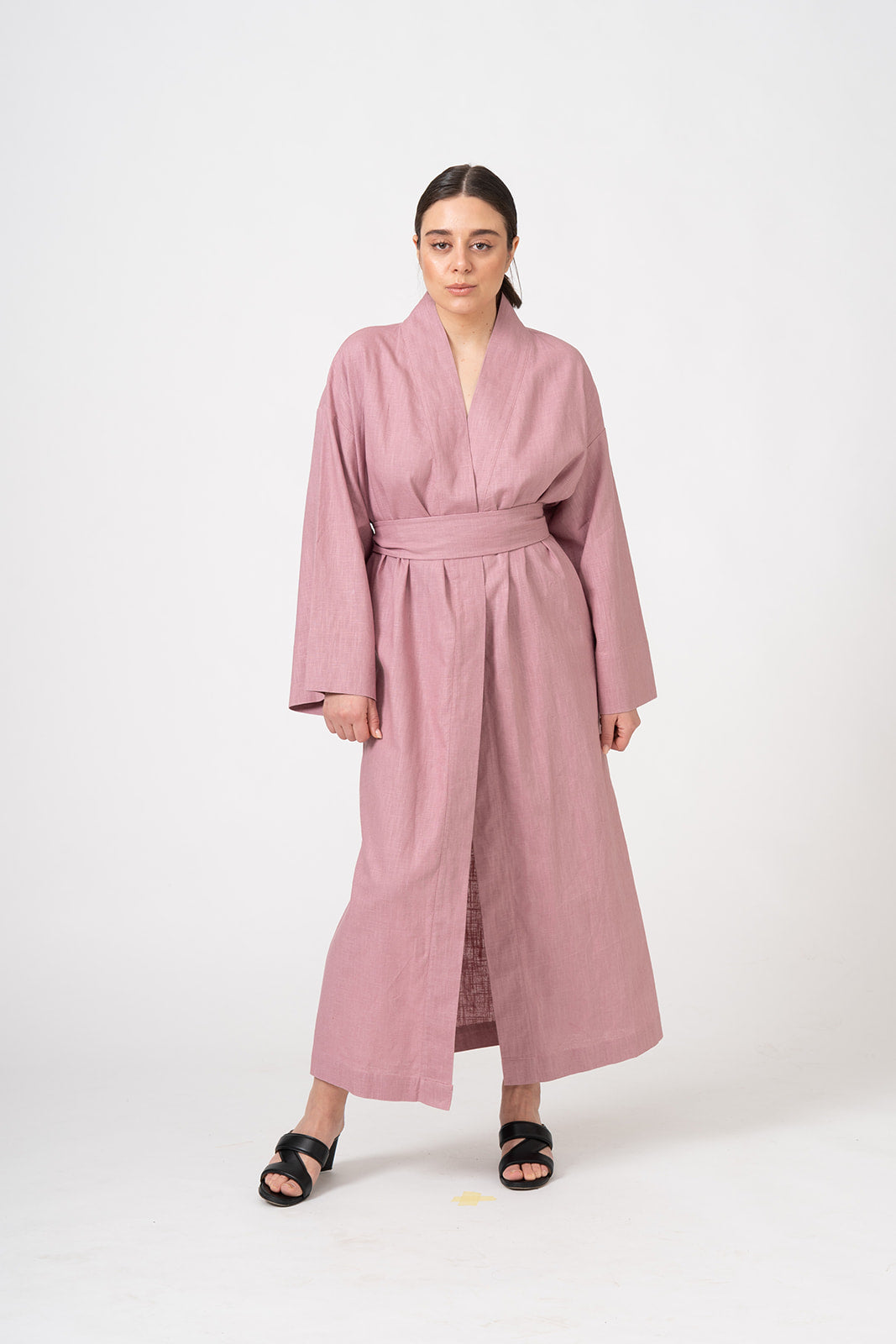 LILAC LINEN KIMONO DRESS