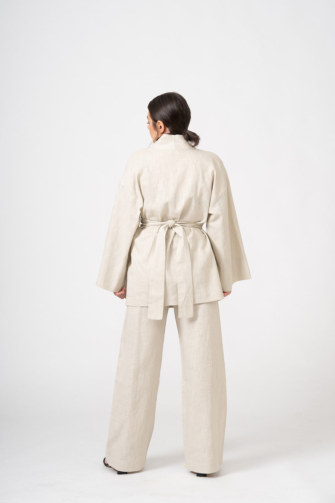 BEACH SAND LINEN KIMONO SUIT