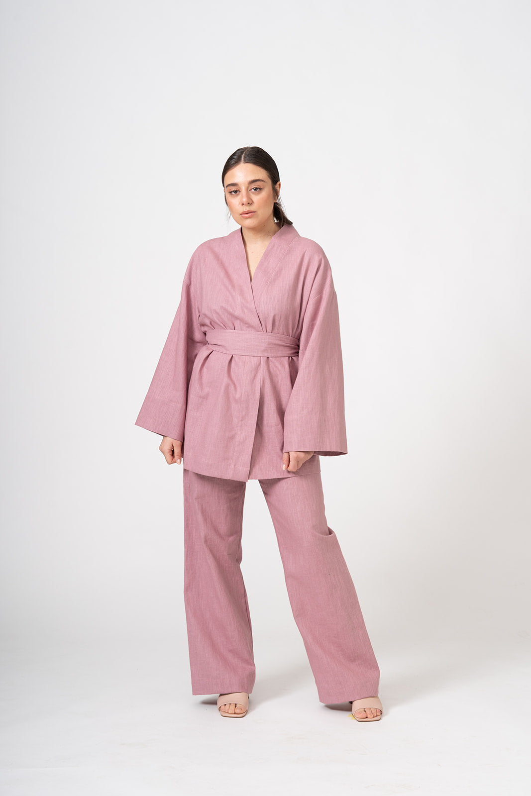 LILAC LINEN KIMONO SUIT